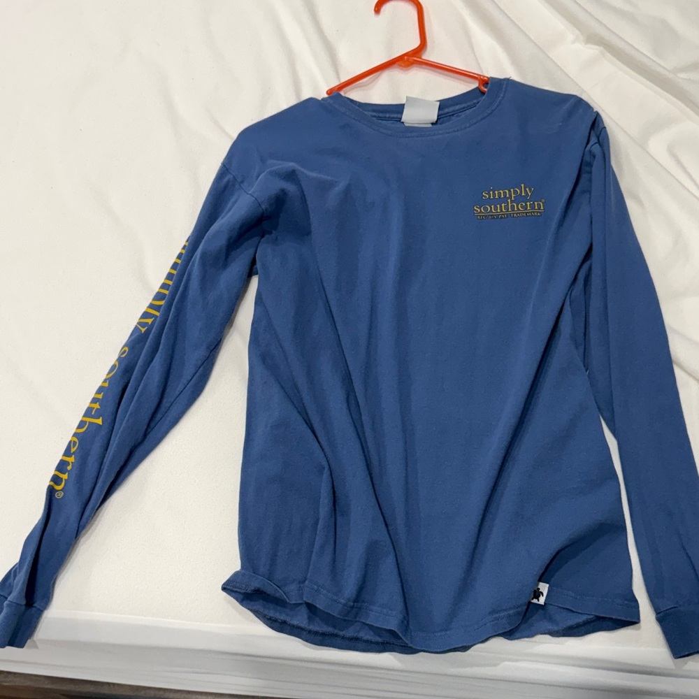 Simply Southern Blue Shirt with Yellow Logo